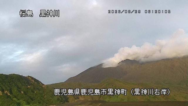 桜島 監視カメラの見本画像（2026年8月）